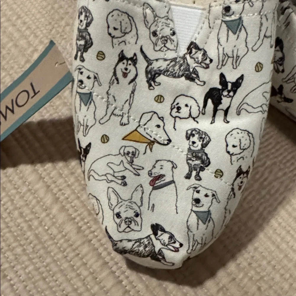 TOMS Women's Playful Dog Print Flats - White - Picture 4 of 5